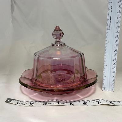 -37- Heavy Pink / Amethyst | Covered Butter Dish | Lidded Sugar & Creamer