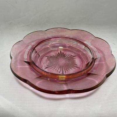 -37- Heavy Pink / Amethyst | Covered Butter Dish | Lidded Sugar & Creamer