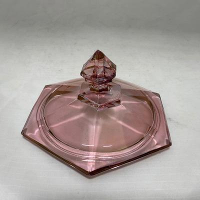 -37- Heavy Pink / Amethyst | Covered Butter Dish | Lidded Sugar & Creamer