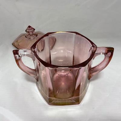 -37- Heavy Pink / Amethyst | Covered Butter Dish | Lidded Sugar & Creamer