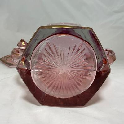 -37- Heavy Pink / Amethyst | Covered Butter Dish | Lidded Sugar & Creamer