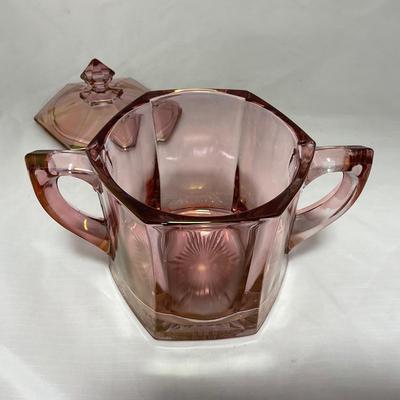 -37- Heavy Pink / Amethyst | Covered Butter Dish | Lidded Sugar & Creamer