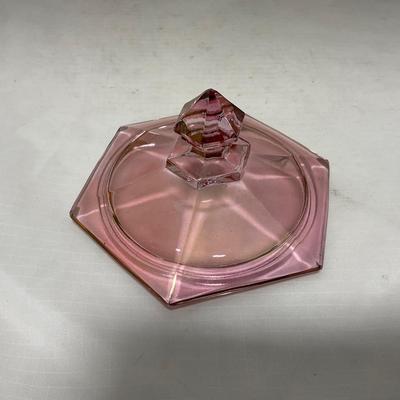 -37- Heavy Pink / Amethyst | Covered Butter Dish | Lidded Sugar & Creamer