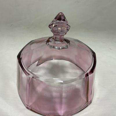 -37- Heavy Pink / Amethyst | Covered Butter Dish | Lidded Sugar & Creamer