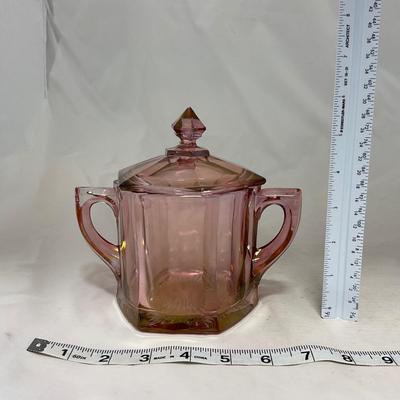 -37- Heavy Pink / Amethyst | Covered Butter Dish | Lidded Sugar & Creamer