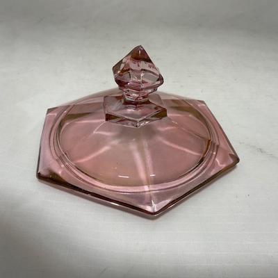 -37- Heavy Pink / Amethyst | Covered Butter Dish | Lidded Sugar & Creamer