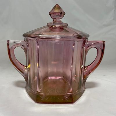 -37- Heavy Pink / Amethyst | Covered Butter Dish | Lidded Sugar & Creamer