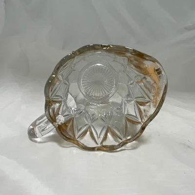 -39- Clear with Gold Accents | Covered Butter Dish | Creamer and Sugar
