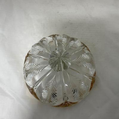-39- Clear with Gold Accents | Covered Butter Dish | Creamer and Sugar