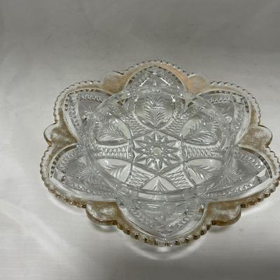 -39- Clear with Gold Accents | Covered Butter Dish | Creamer and Sugar