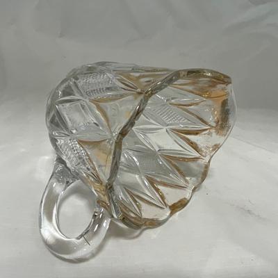 -39- Clear with Gold Accents | Covered Butter Dish | Creamer and Sugar