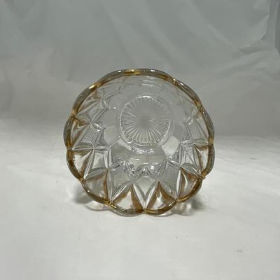 -39- Clear with Gold Accents | Covered Butter Dish | Creamer and Sugar