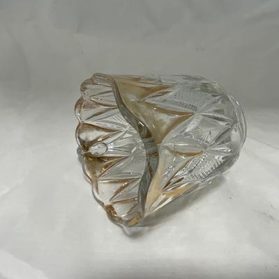 -39- Clear with Gold Accents | Covered Butter Dish | Creamer and Sugar