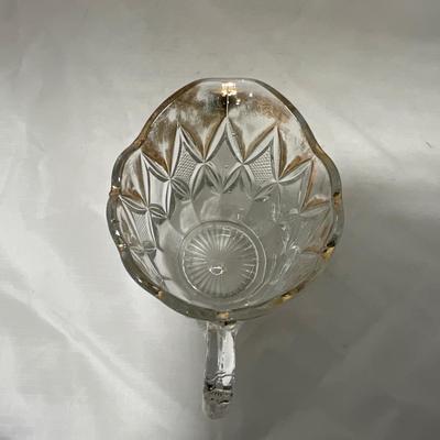 -39- Clear with Gold Accents | Covered Butter Dish | Creamer and Sugar