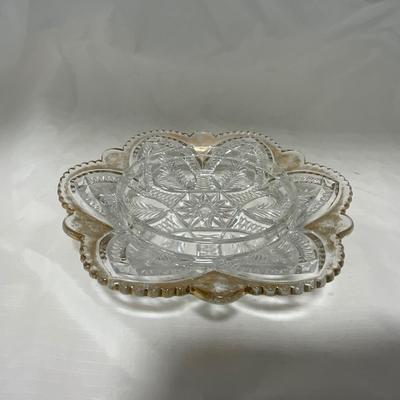 -39- Clear with Gold Accents | Covered Butter Dish | Creamer and Sugar