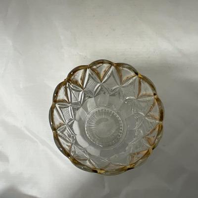 -39- Clear with Gold Accents | Covered Butter Dish | Creamer and Sugar