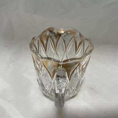 -39- Clear with Gold Accents | Covered Butter Dish | Creamer and Sugar