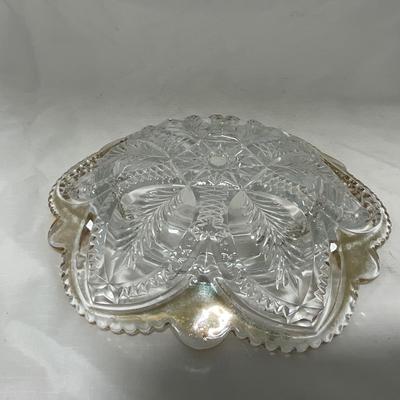 -39- Clear with Gold Accents | Covered Butter Dish | Creamer and Sugar