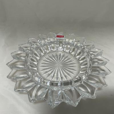 -40- Clear Glass and Hand Painted Blue Flowers | Covered Butter Dish | Covered Sugar