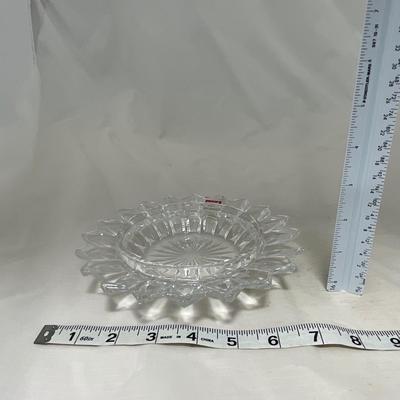 -40- Clear Glass and Hand Painted Blue Flowers | Covered Butter Dish | Covered Sugar