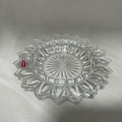 -40- Clear Glass and Hand Painted Blue Flowers | Covered Butter Dish | Covered Sugar