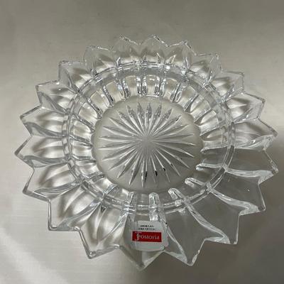 -40- Clear Glass and Hand Painted Blue Flowers | Covered Butter Dish | Covered Sugar