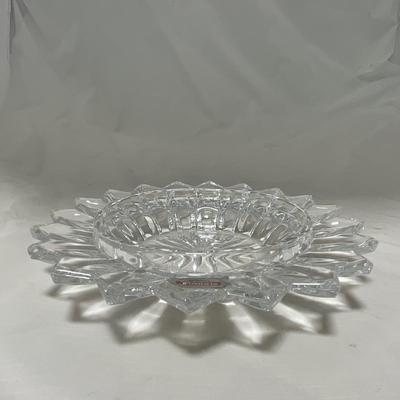 -40- Clear Glass and Hand Painted Blue Flowers | Covered Butter Dish | Covered Sugar