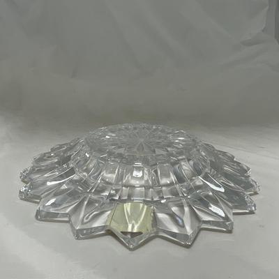 -40- Clear Glass and Hand Painted Blue Flowers | Covered Butter Dish | Covered Sugar
