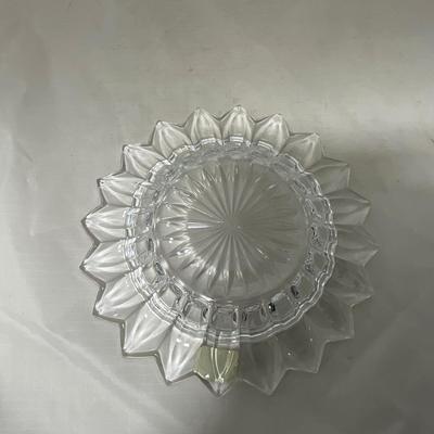 -40- Clear Glass and Hand Painted Blue Flowers | Covered Butter Dish | Covered Sugar