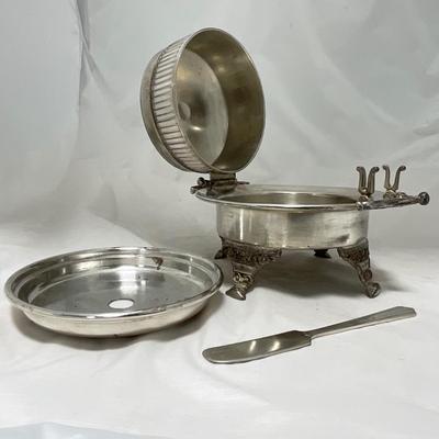 -41- Marked Metal Butter Dish | Serving Knife