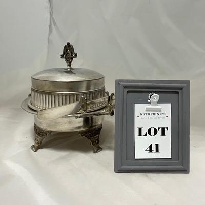 -41- Marked Metal Butter Dish | Serving Knife