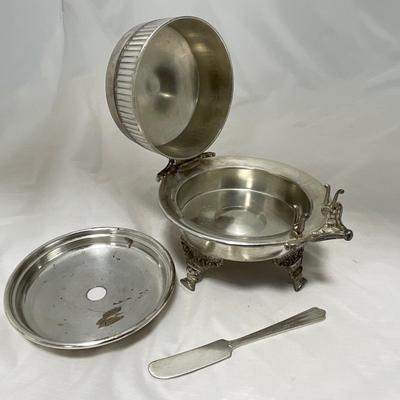 -41- Marked Metal Butter Dish | Serving Knife