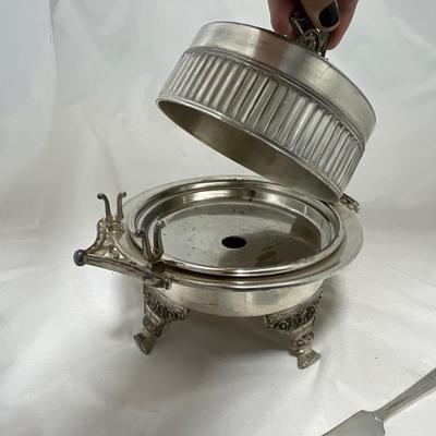 -41- Marked Metal Butter Dish | Serving Knife