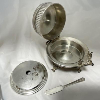 -41- Marked Metal Butter Dish | Serving Knife