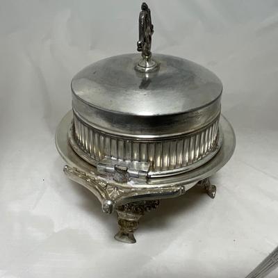 -41- Marked Metal Butter Dish | Serving Knife