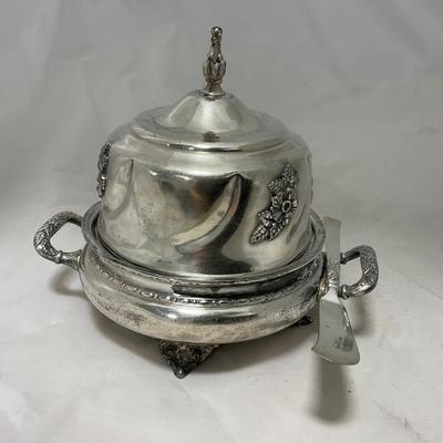 -42- Metal Covered Butter Dish | Serving Knife