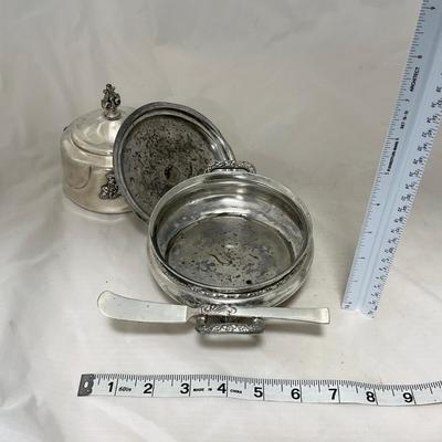 -42- Metal Covered Butter Dish | Serving Knife