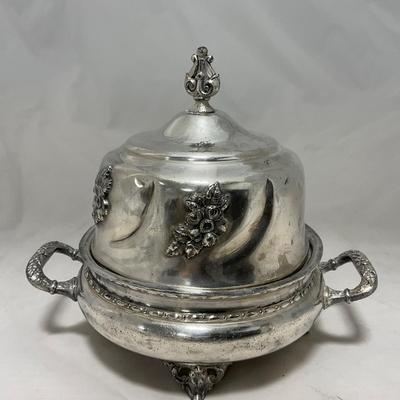 -42- Metal Covered Butter Dish | Serving Knife