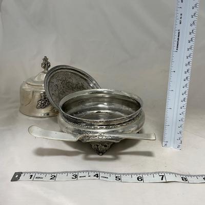 -42- Metal Covered Butter Dish | Serving Knife