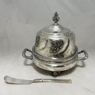 -42- Metal Covered Butter Dish | Serving Knife