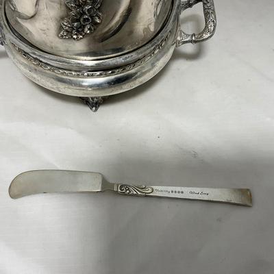 -42- Metal Covered Butter Dish | Serving Knife