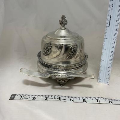-42- Metal Covered Butter Dish | Serving Knife