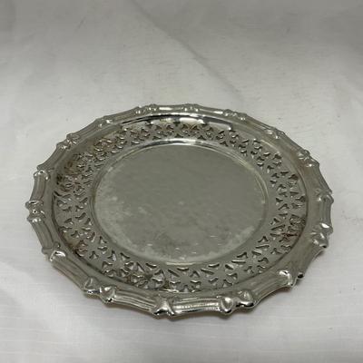 -43- Clear Glass & Metal | Covered Butter Dish | Serving Knife