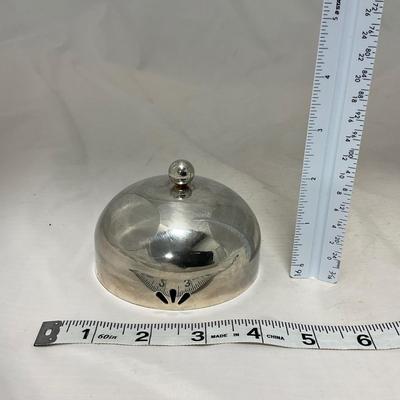 -43- Clear Glass & Metal | Covered Butter Dish | Serving Knife