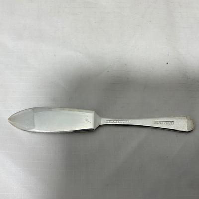 -43- Clear Glass & Metal | Covered Butter Dish | Serving Knife