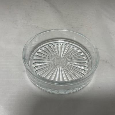 -43- Clear Glass & Metal | Covered Butter Dish | Serving Knife