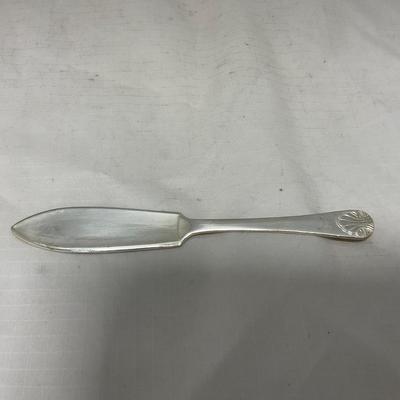 -43- Clear Glass & Metal | Covered Butter Dish | Serving Knife