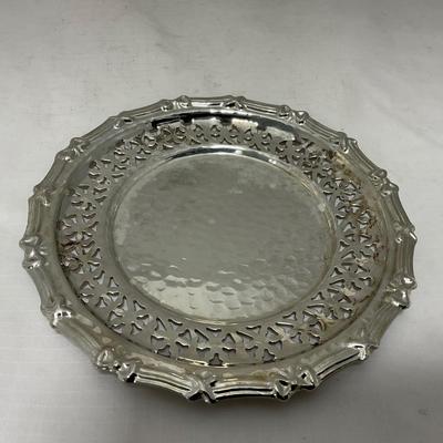 -43- Clear Glass & Metal | Covered Butter Dish | Serving Knife