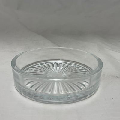 -43- Clear Glass & Metal | Covered Butter Dish | Serving Knife