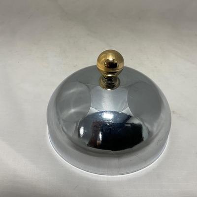 -44- Small Metal & Gold Accents | Covered Butter Dish